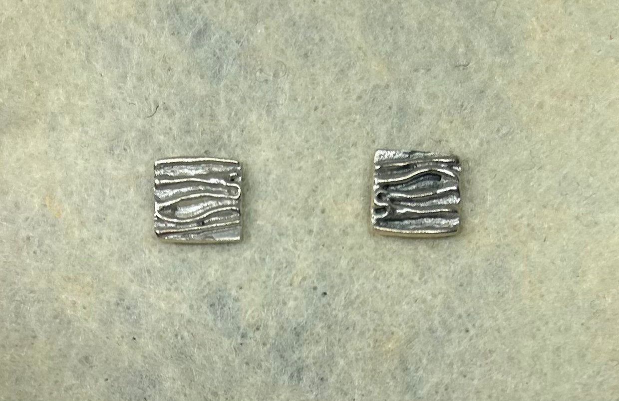 Ohrstecker "Quadrat 7", Silber
