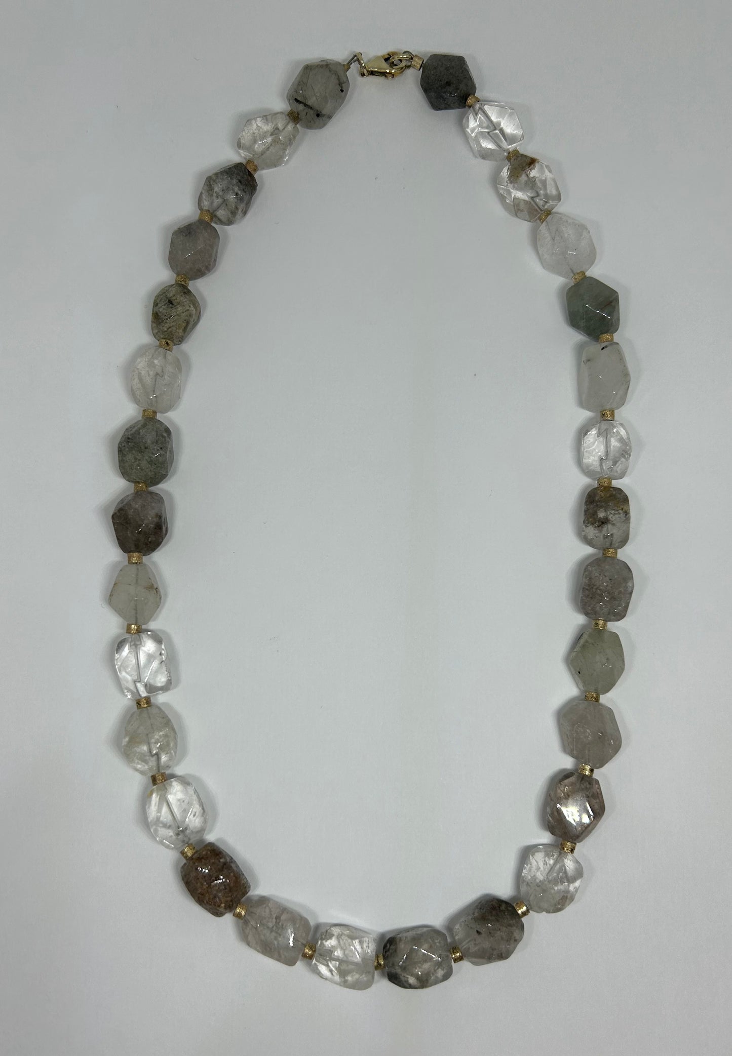 Kette "Bergkristall, Quarz, Achat",vergoldet