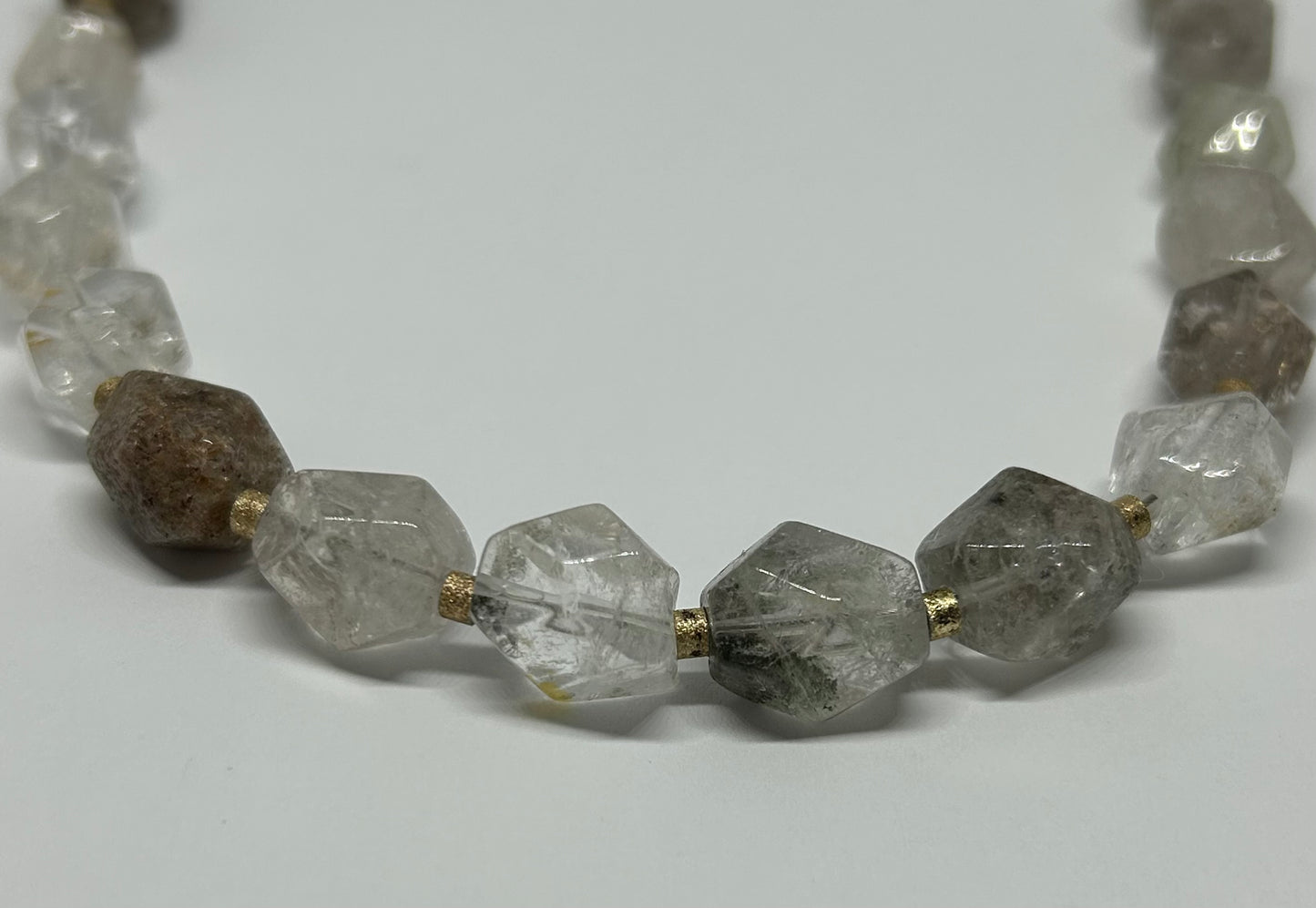 Kette "Bergkristall, Quarz, Achat",vergoldet