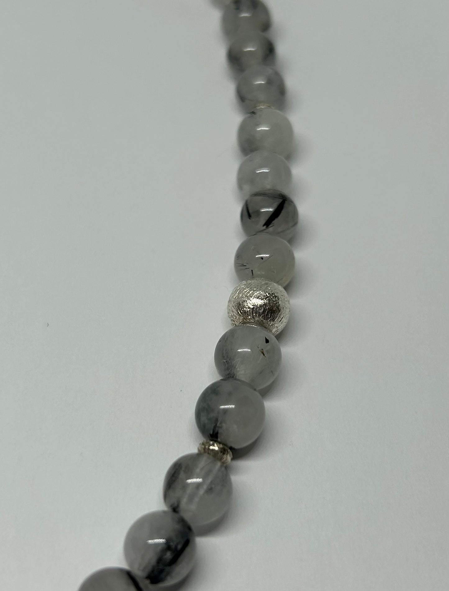 Kette "schwarzer Rutilquarz", Silber