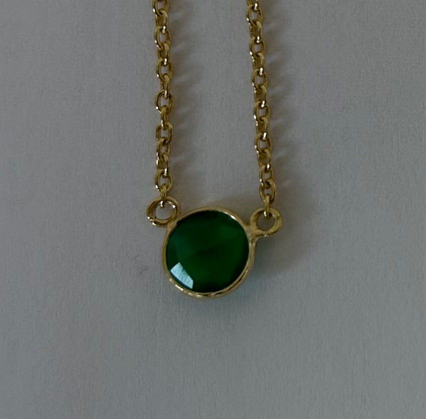 Kette "Grüner Achat", vergoldet