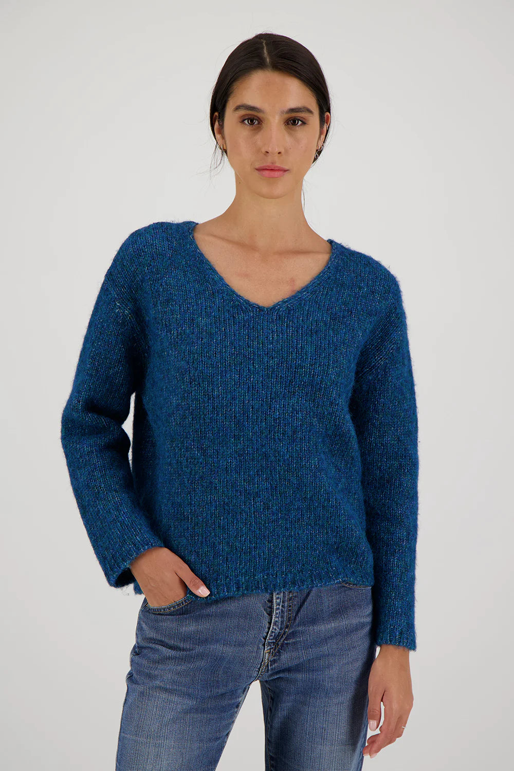 Pullover mit V-Ausschnitt, Alpaka