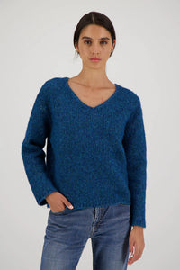 Pullover mit V-Ausschnitt, Alpaka/Baumwolle