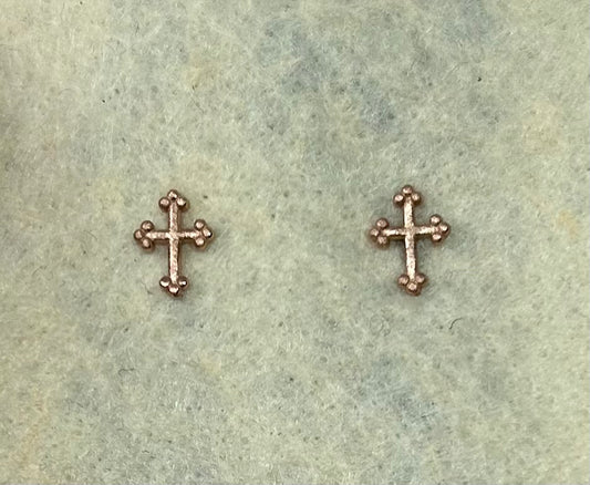 Ohrstecker "Kreuz", rosévergoldet