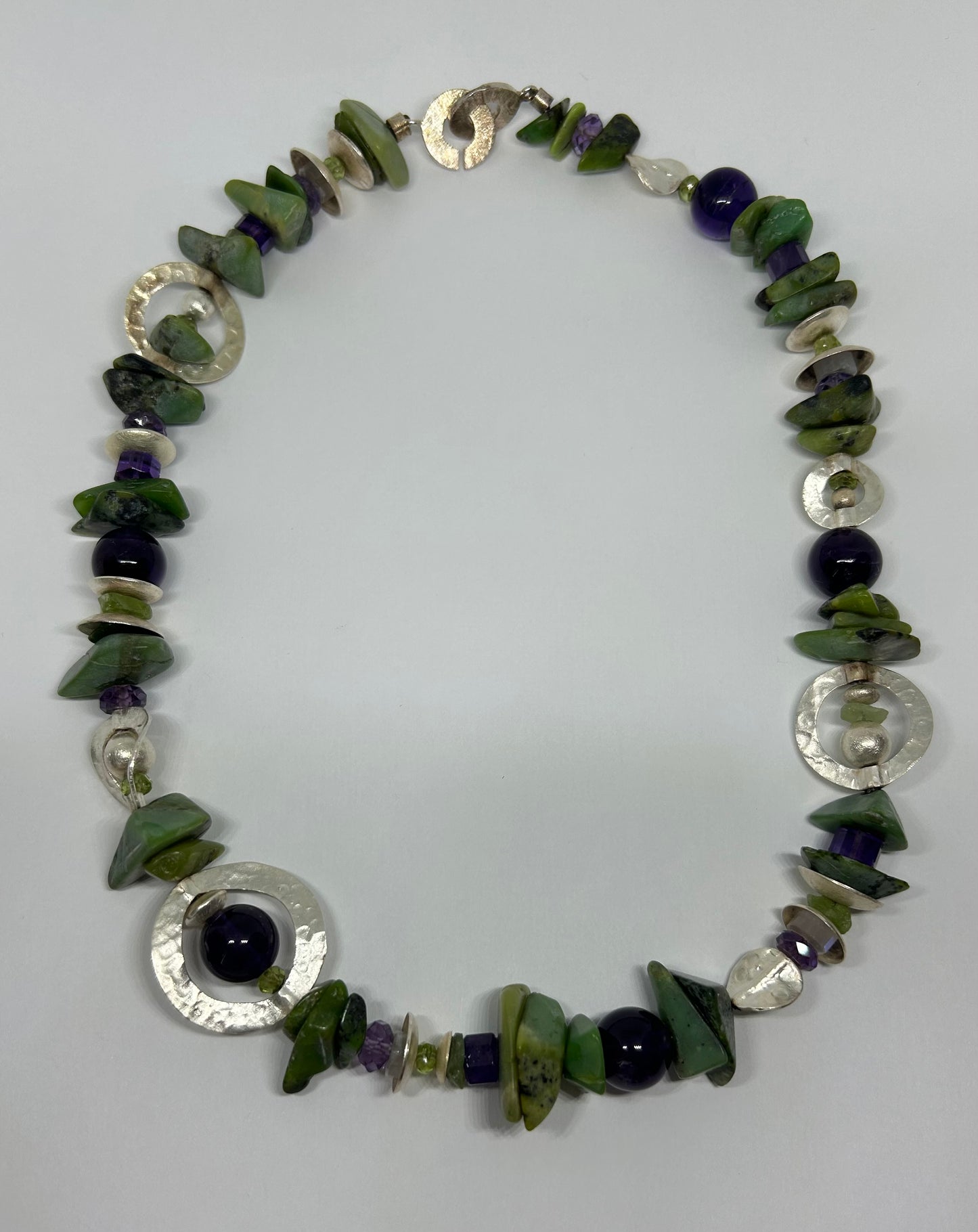 Kette "Amethyst, Chrysopras, Morganit", Silber