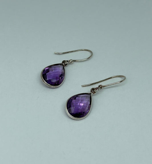 Ohrhänger "großer Amethyst-Tropfen", Silber