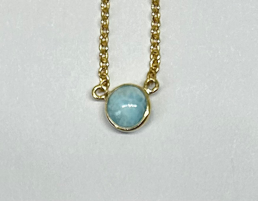 Kette mit Larimar, vergoldet