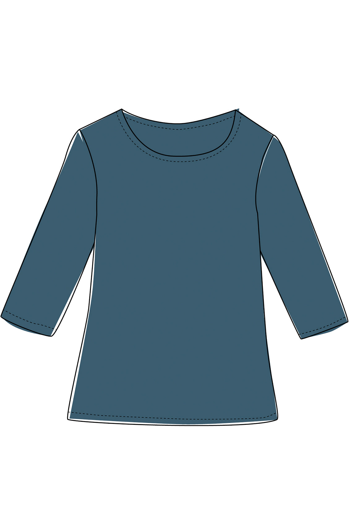 Baumwoll-Shirt mit 3/4-Arm GOTS - diverse Farben