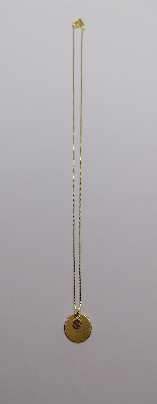 Kette N10 "Blättchen und rosa Turmalin", vergoldet