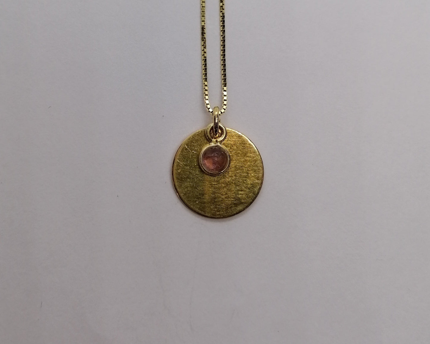 Kette N10 "Blättchen und rosa Turmalin", vergoldet