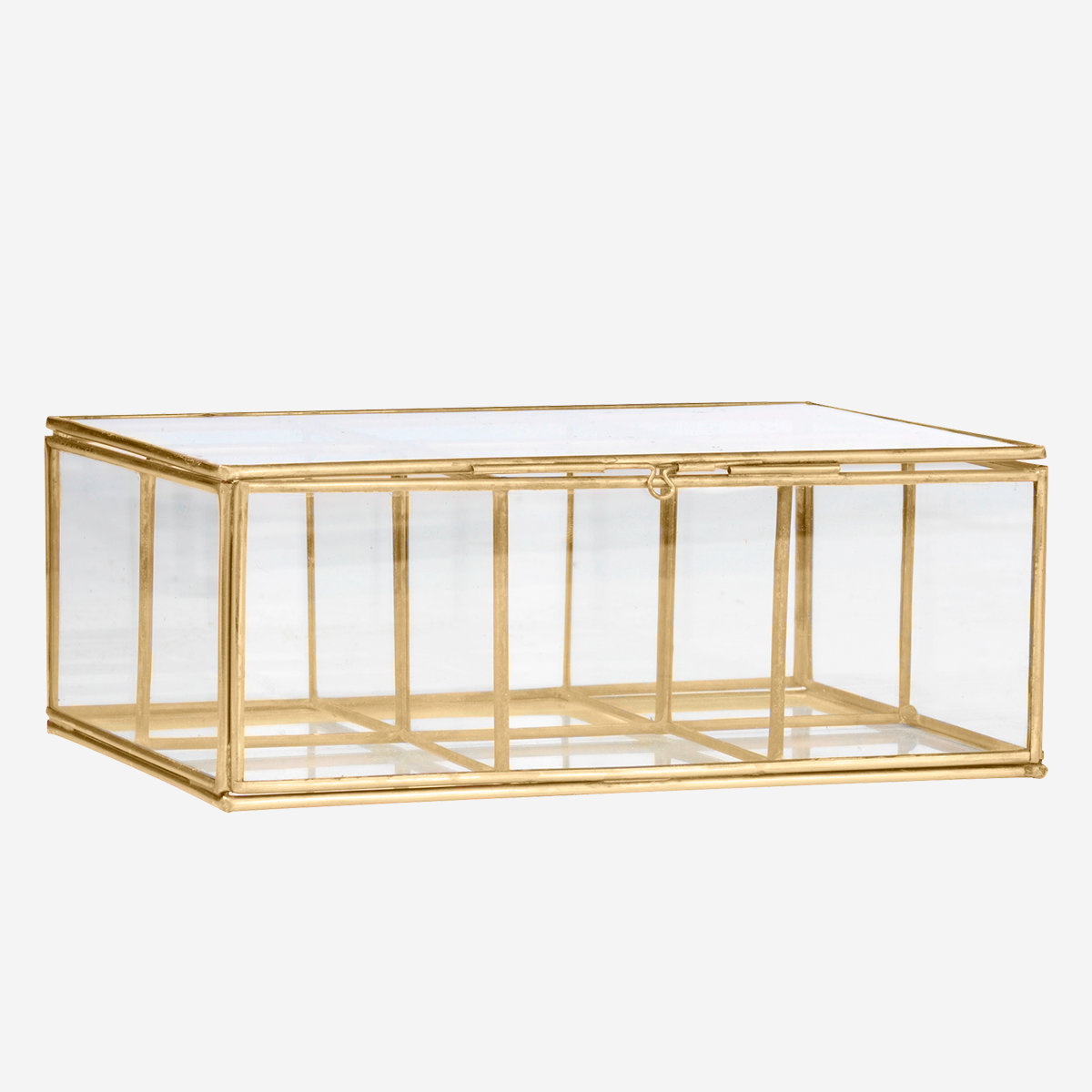 Glasbox mit Deckel, 6 Fächer - 180x130x70 mm